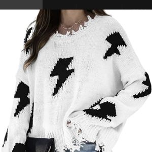 COPY - Just Polly ' Lightning Destructed V-Neck Sweater.XL